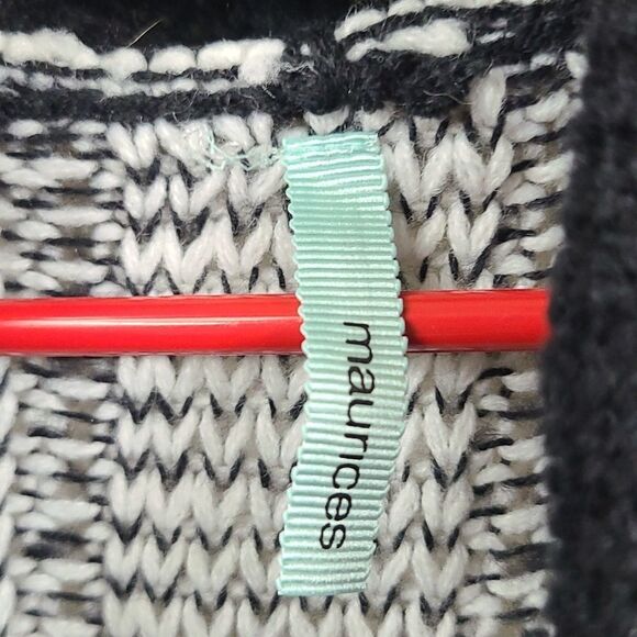 Maurices Woman XS Cowl Neck Pullover Chunky Cable Knit Sweater Tunic Black/White - Picture 5 of 9